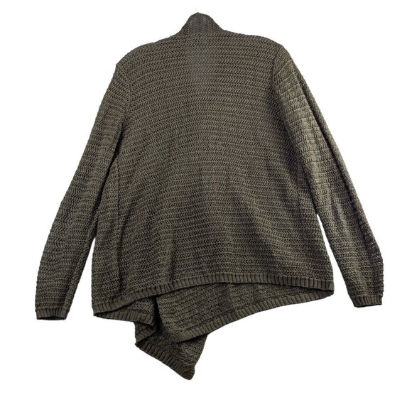 Jones New York Signature Womens Large Open Knit Cardigan Sweater Gold Open Front - Picture 2 of 8